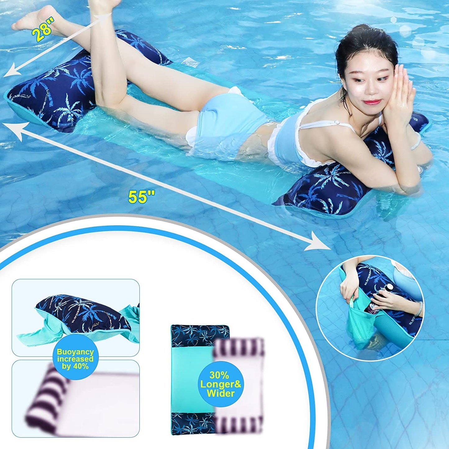 Pool Floats mature-themed  2 Packs Inflatable Tanning Pool with Drink Bag  floaties for mature-themeds Heavy Duty  Floats for Pool Floating for mature-themeds  Water Hck Lounge  Swimming Pool Toys Party Floaties rafts.
