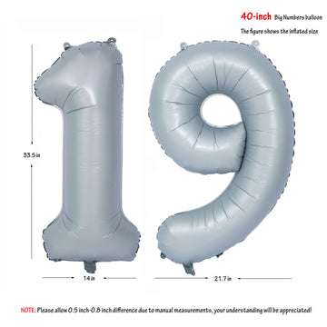 40 In Matte Gray Number Balloons Helium Foil Mylar Balloon Birthday Party Banquet Decoration 19