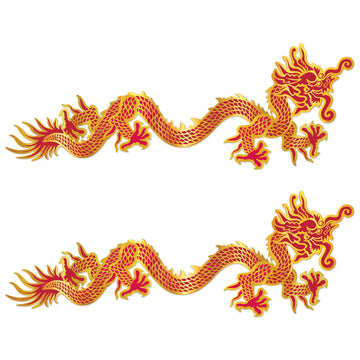 Beistle 2 Piece Chinese New Year Decorations Jointed Dragon Cut Outs for Asian Theme Party Supplies, Celebrating with You Since 