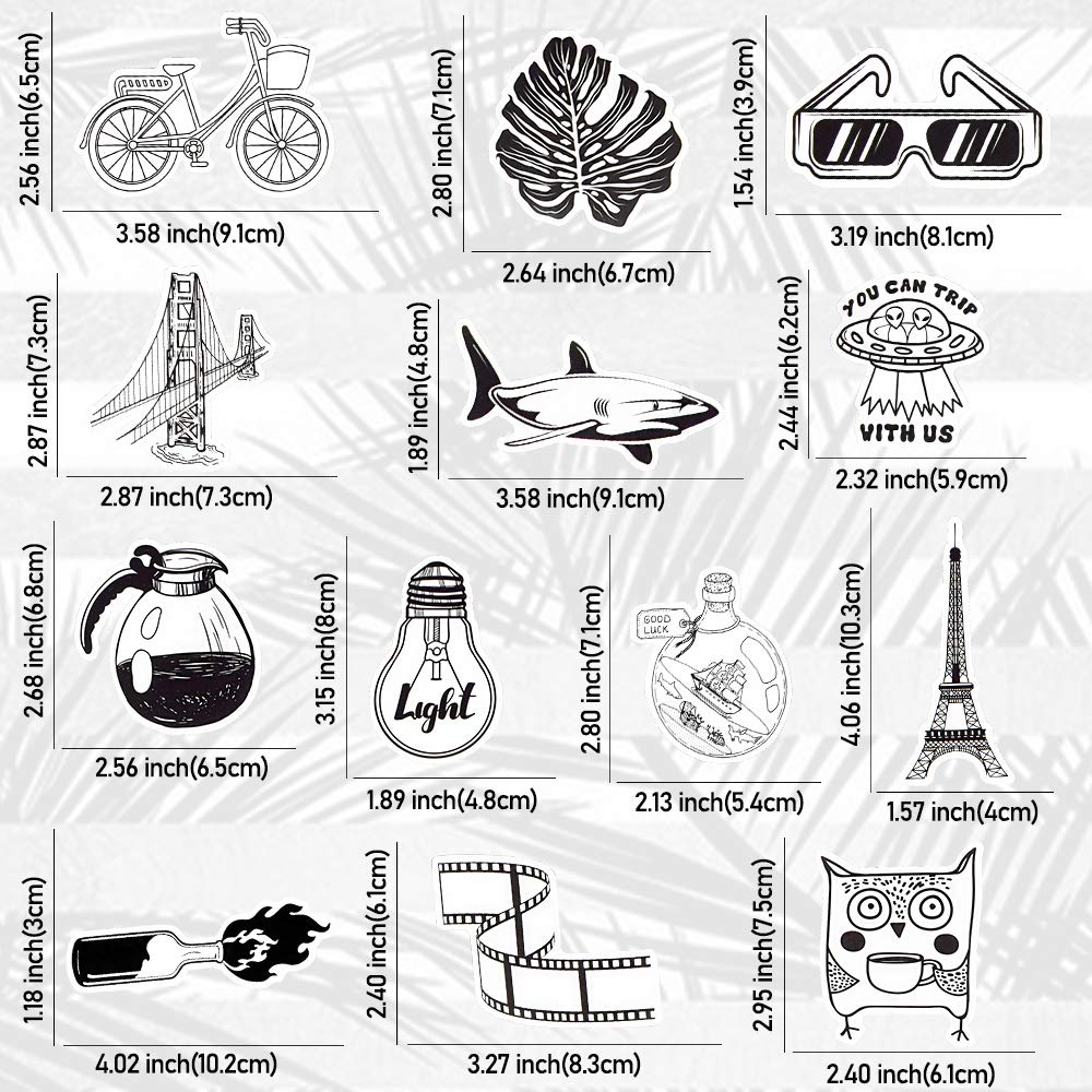 QTL Black and White VSCO Stickers for Teens Cute Stickers for Water Bottles Laptop for Girls Waterproof Vinyl Pack 50Pcs