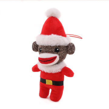 Plushland Christmas Stuffed Animal Toys Cute Soft Sockiez Sock Monkey Christmas Tree Decoration- Lovely Gift Xmas Ornament Party