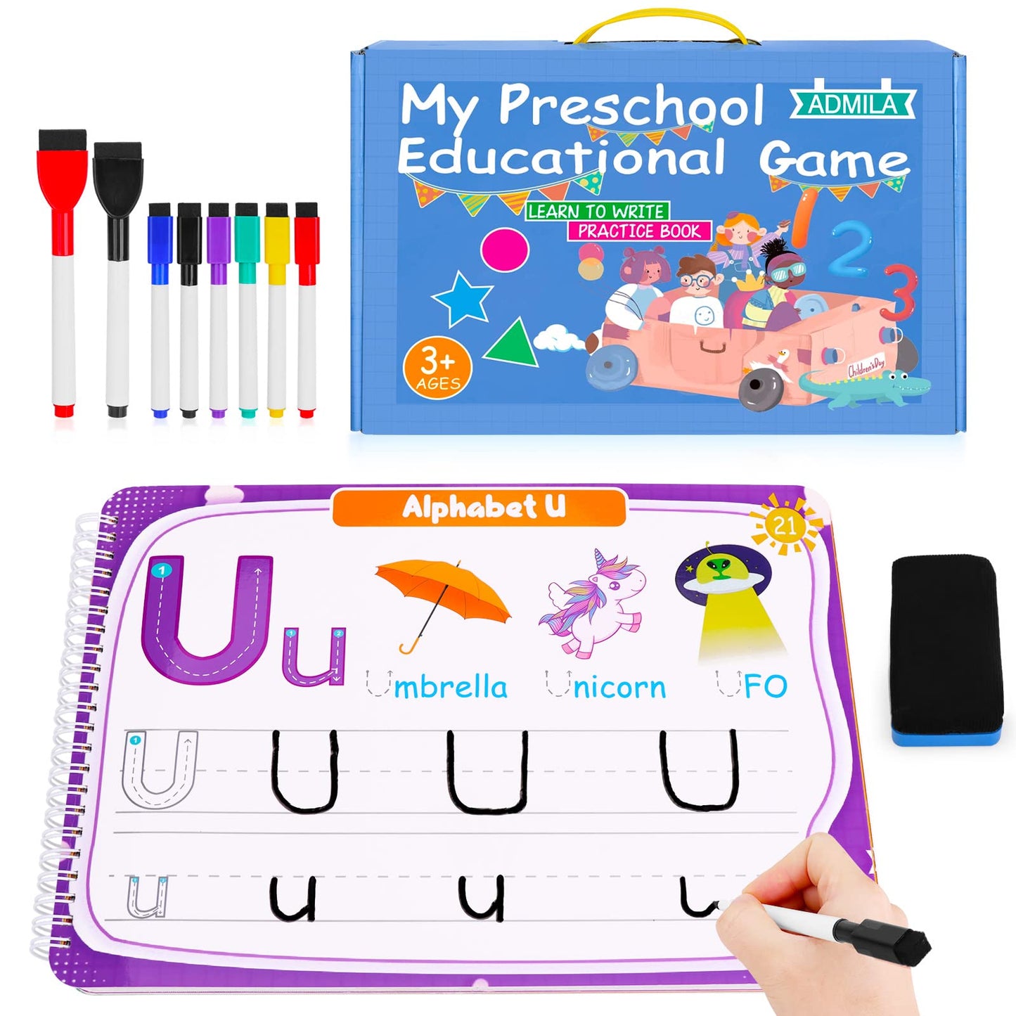 Preschool Learning Activities Educational Workbook, Handwriting Practice Book For Kids, Christmas Birthday Presents For 3 4 5 Year Old Boys Girl Toys For Kids, Montessori Busy Book Tracing Book Toys