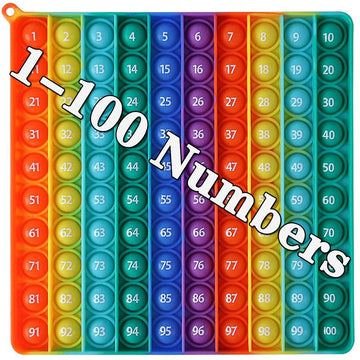 Dk-Simina Large P0Pp With Numbers, Rainbow Square Dimples Fidgett Ttoy 100 Bubble Math Toy Learning Tool For Teachers To Make Various Math Operations (1-100 Numbers)