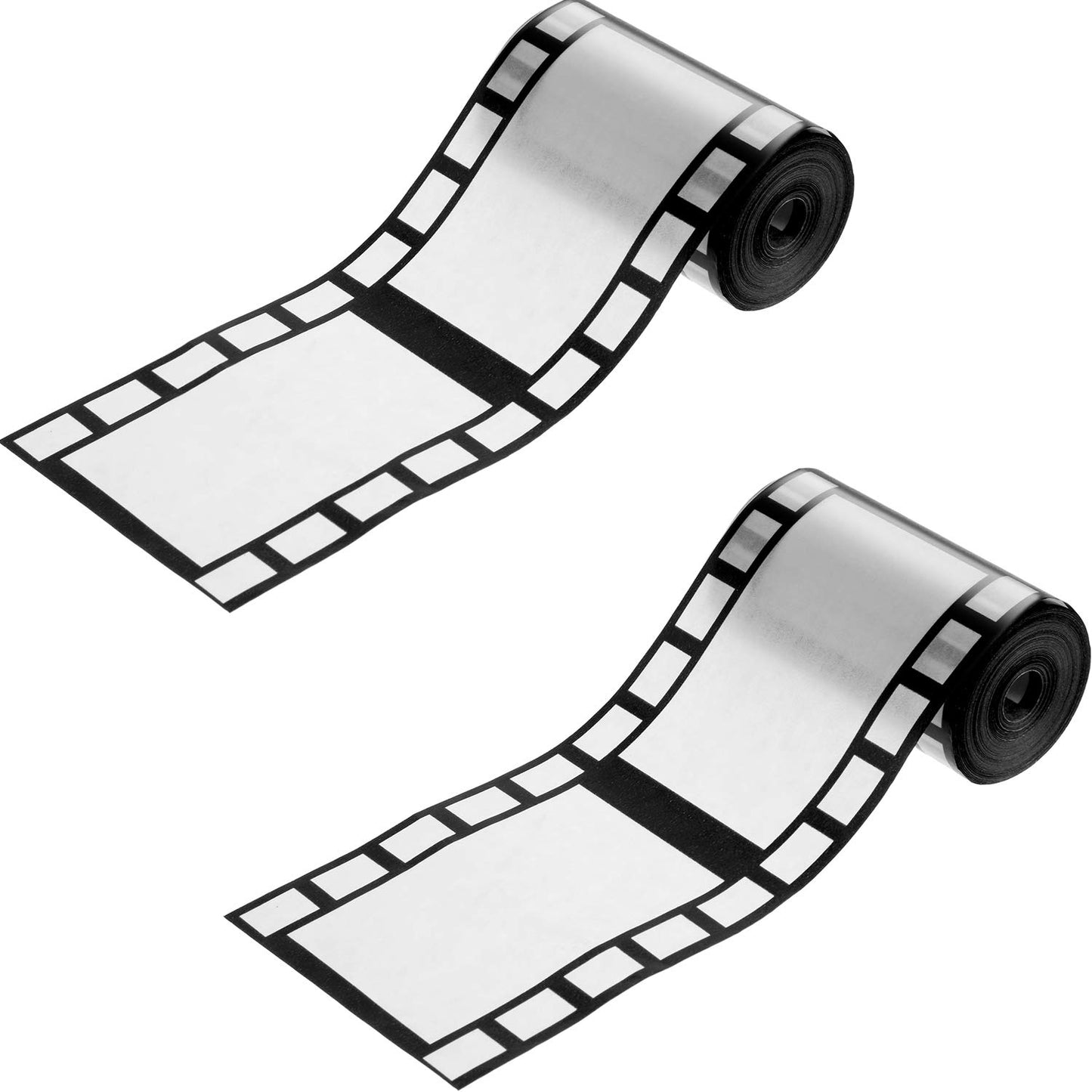 Gejoy 2 Rolls Filmstrip Tape Movie Party Decorations Filmstrip Poly Streamers Movie Reel Decor White and Black Material Film Bor