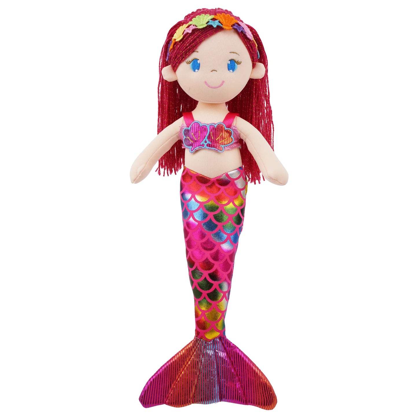 June Garden Plush Mermaid Doll - 16.5" Sparkly Aurelia, Soft Polyester Gift for Toddler Girls, Model JG18020AF