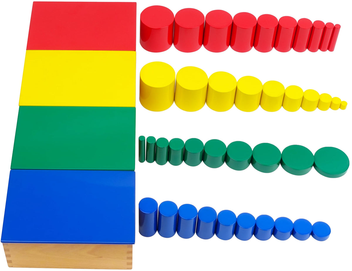Hidoggy Montessori Knobless Cylinders(Set Of 4), Early Educational Material Sensorial Toy For Toddler 3+, Preschool Learning For
