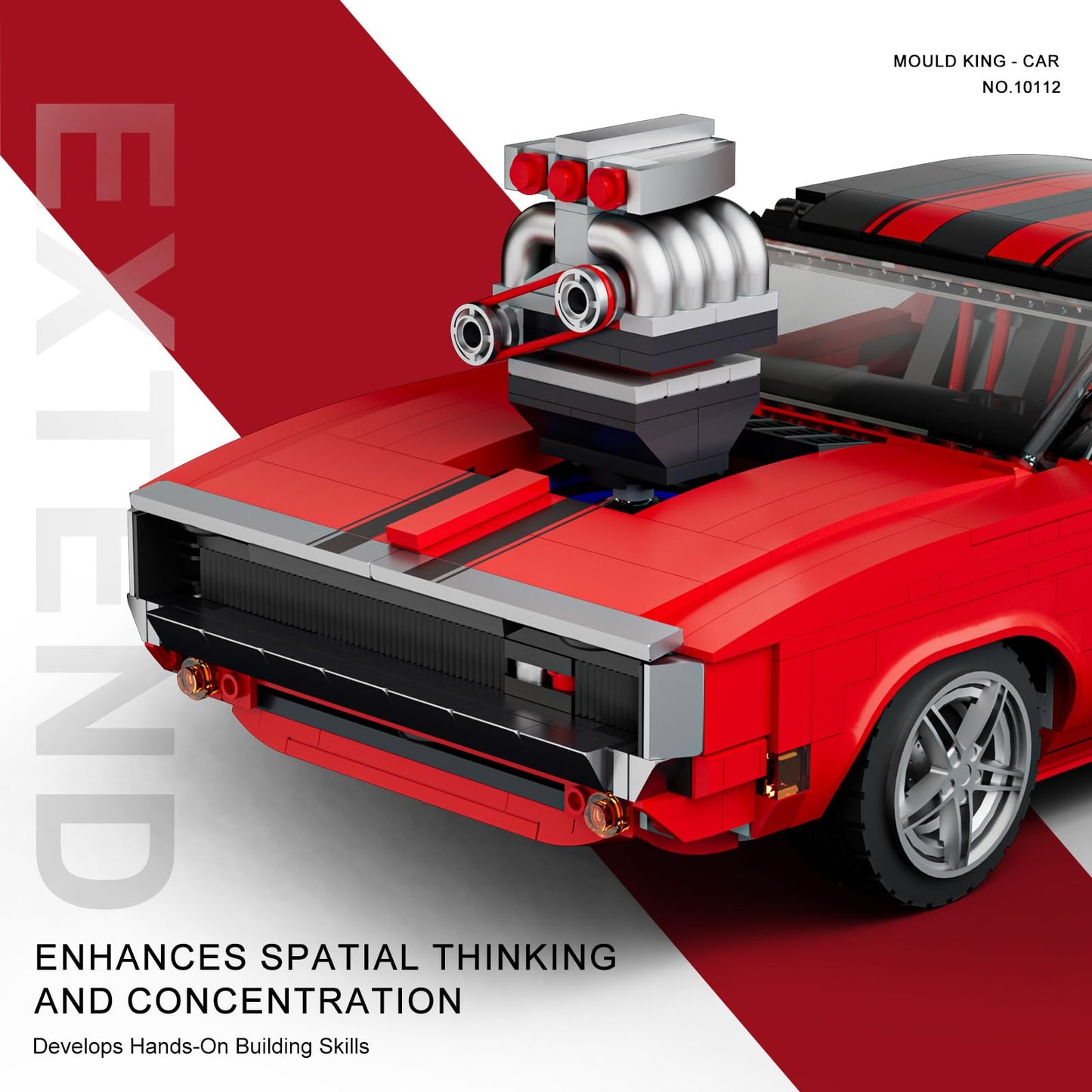 Mould King Car Building Sets, 1:12 Scale Sports Car Model, 10112 Collectible Speed Champion Cars Building Kits, Build And Display Car Set For Adults Boys Kids Aged 14+ (1869 Pieces)