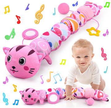 Vpkefla Infant Baby Toys 0 To 12 Months, Stuffed Animal Tummy Time Toys Sensory Toys With Crinkle Rattles Textures And Mirror Gi
