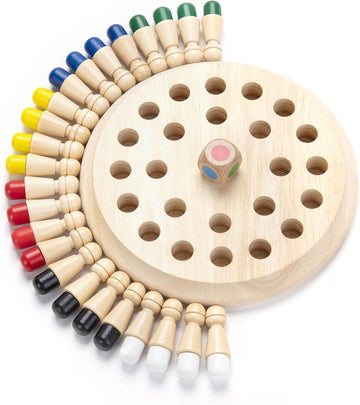Leslee Wooden Color Memory Chess Game For Kids Age 3+ | Wooden Memory Match Stick Chess Board Game | Brain Puzzle Toy For Boys, 