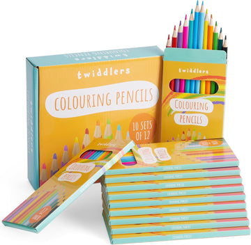THE TWIDDLERS 10 Pack of 12 Colored Pencils Bulk, 120 Count, Pre-sharpened Mini Coloring Pencils for Kids, Back to School Suppli
