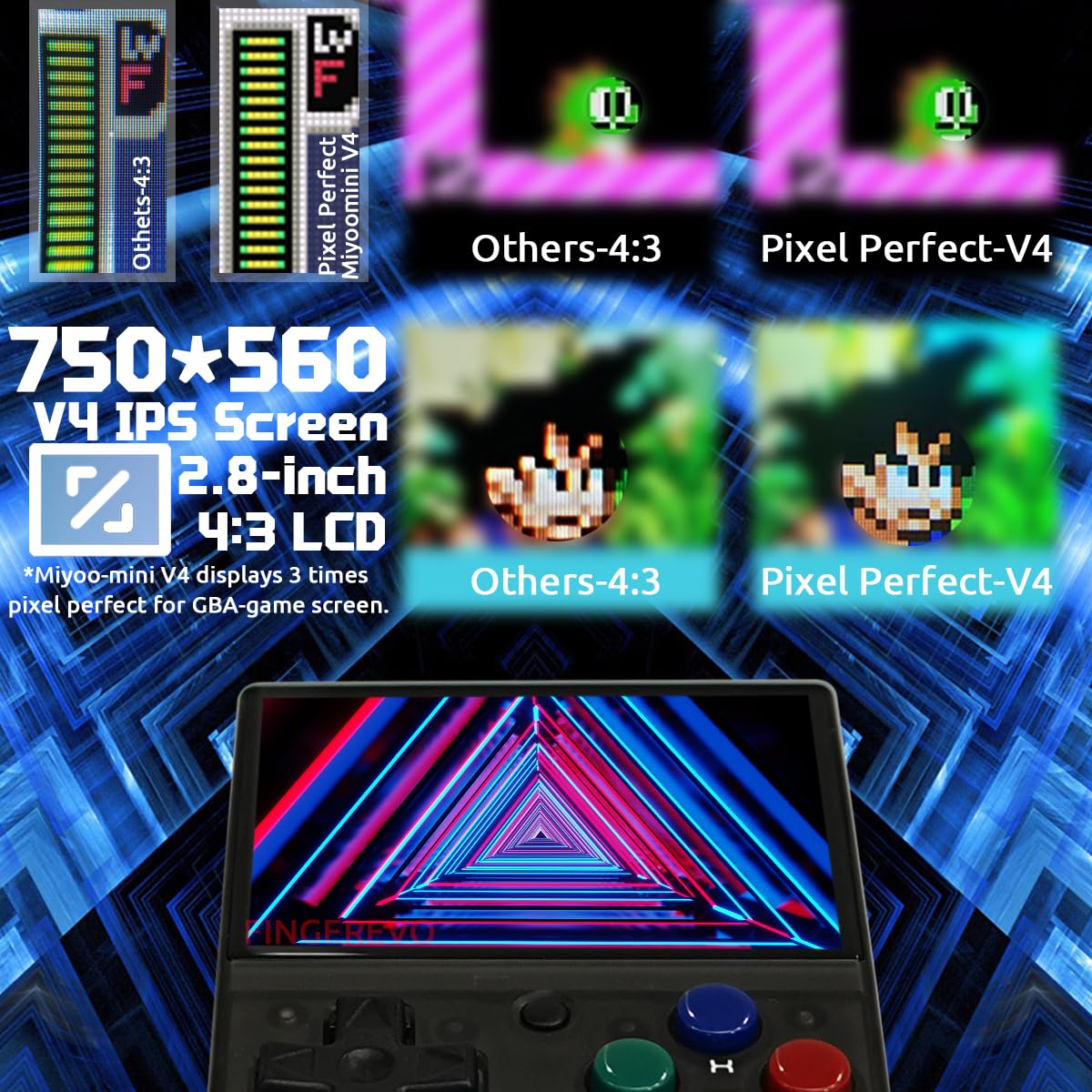 Miyoo Mini V4 Handheld Game Console 2.8-Inch 750*560 Ips Screen 2000Mah Miyoo-Mini V4 With Portable Case Transparent Black