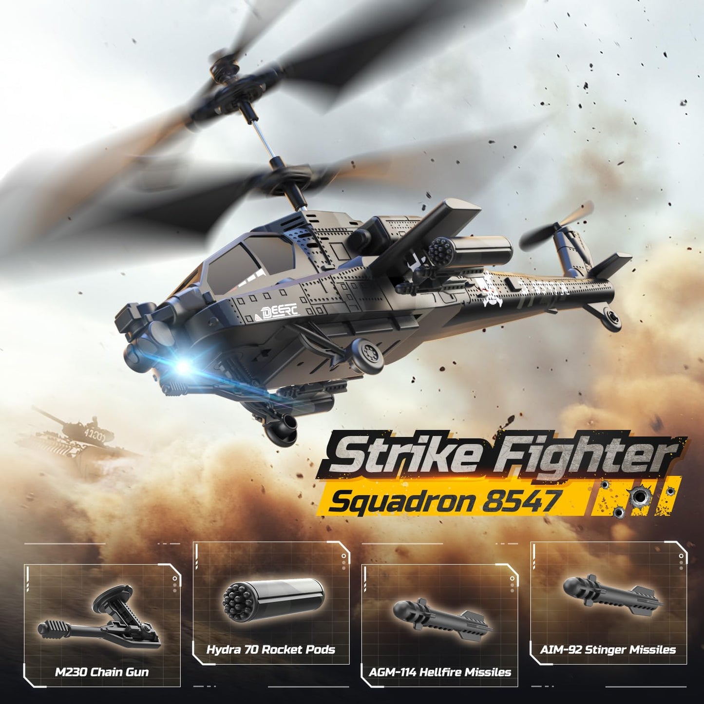 Deerc Rc Helicopter, Rc Plane For Kids And Adults, 2.4Ghz Remote Control Helicopter, 26 Mins Flight Time, Led Lights & Altitude