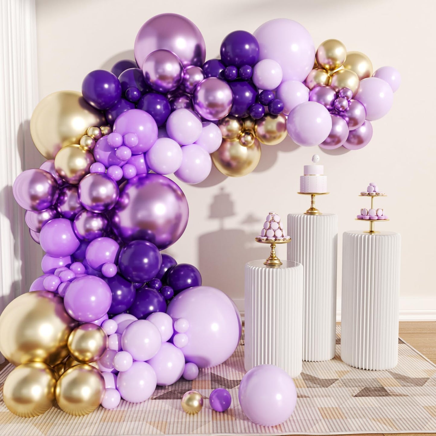 Moxmay 102 Pieces Puprle Balloons 18In 12In 10In 5In Different Sizes Party Balloon Kit For Birthday Halloween Christmas Wedding