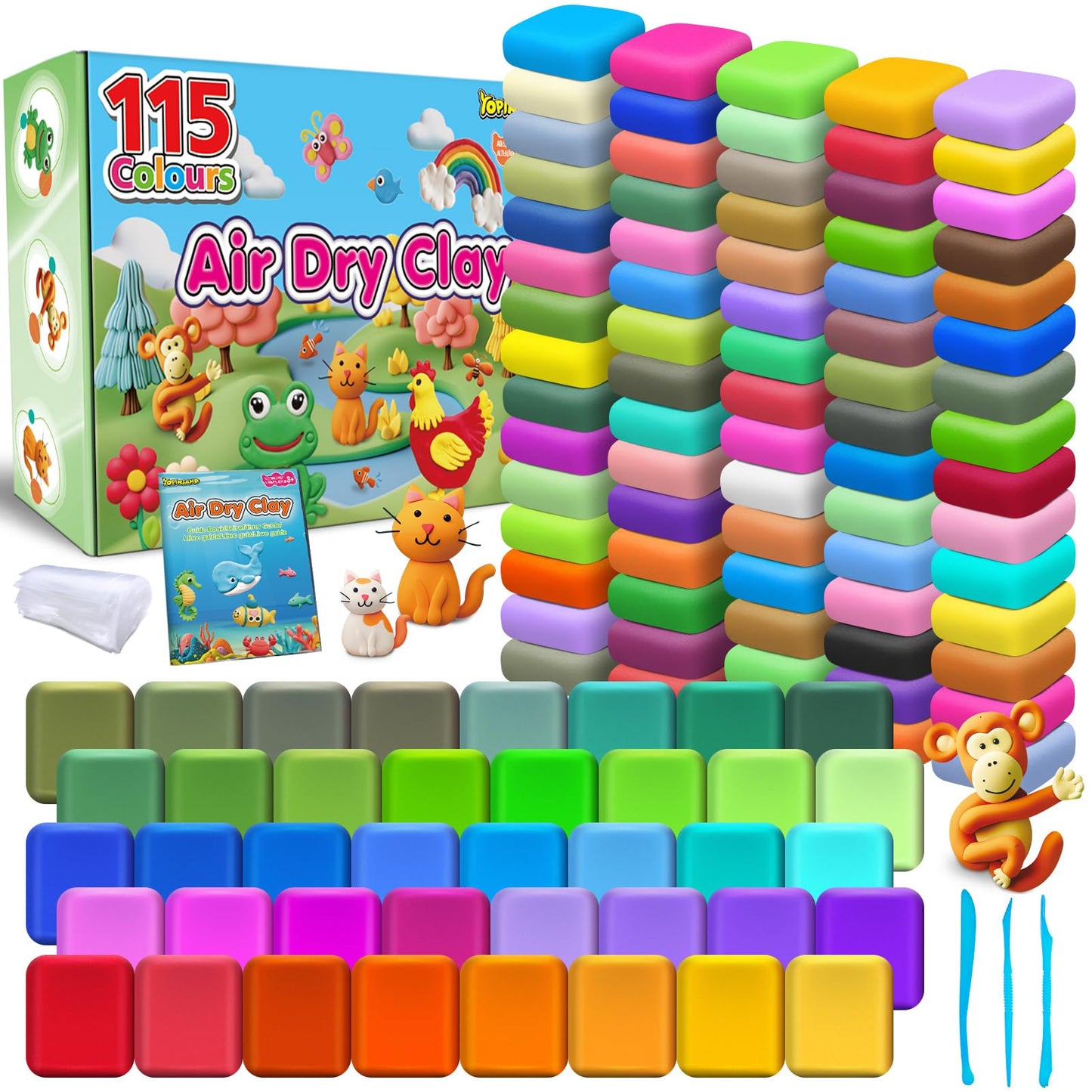 YOPINSAND Air Dry Clay 115 Colors, Modeling Clay for Kids, DIY Molding Magic Toy with Tools, Gift for Kids Boys Girls
