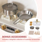 Large Wooden Corner Play Kitchen Sets With Ice Maker,Water Dispenser,Bread Maker,Washing Machine,Electronic Display,Toy Sink Wit