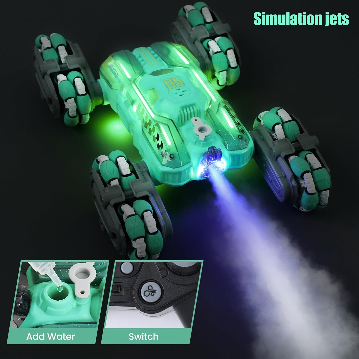 FUNiOi 8 Wheels RC Stunt Car for Kids Aged 6 7 8-12 9 10 11 Years Old, Cool Gesture RC Car Toy for Boys and Girls, with Lights &