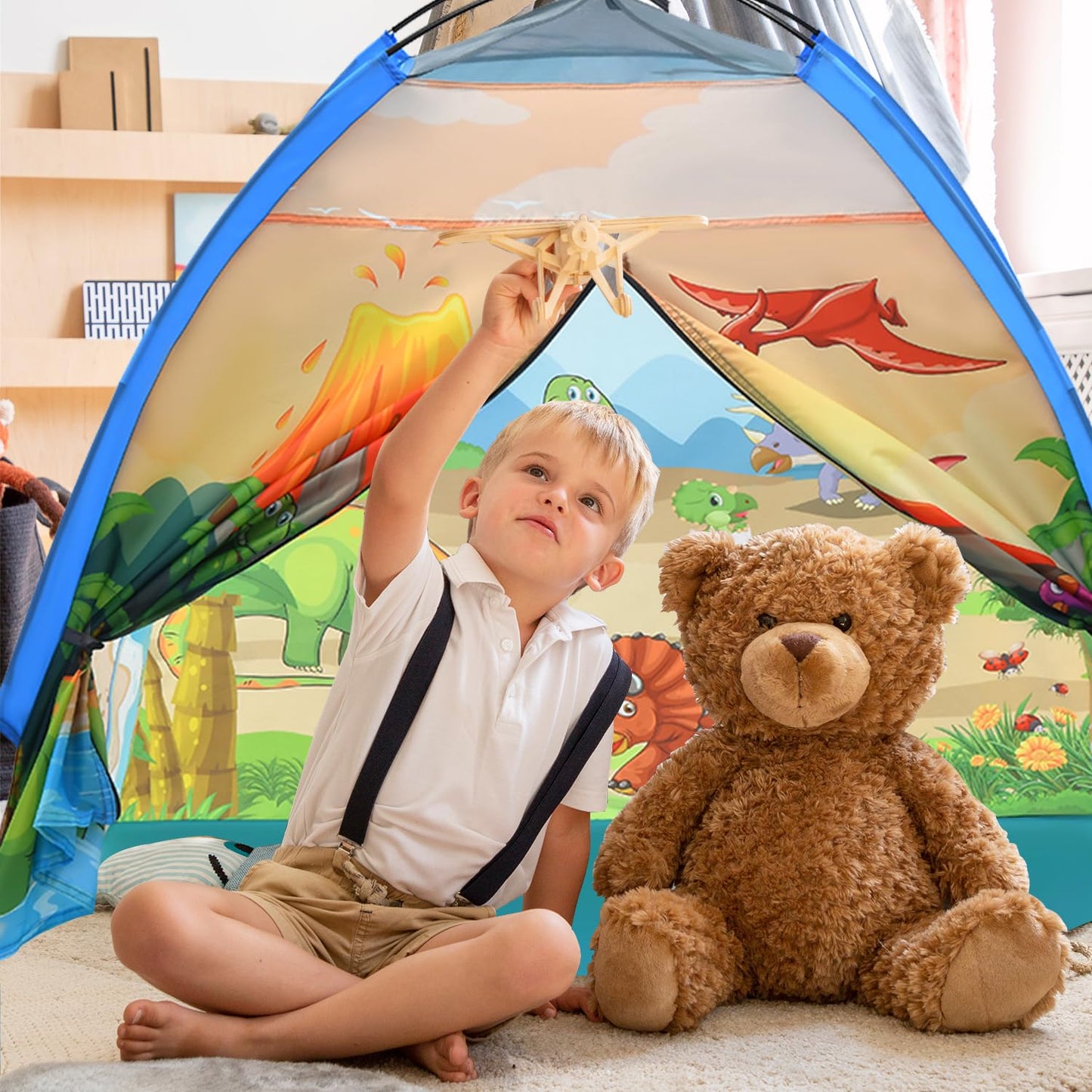 Mnagant Kids Play Tent - Dinosaurs Dome Playhouse, Durable Polyester, Indoor/Outdoor Fun, 47"x47"x43", Perfect Gift for Boys & Girls