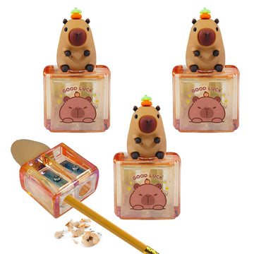 Funblast Cute Capybara Pencil Sharpener For Kids - Set Of 4 Pcs Sharpener For Kid With 2 Holes, Stationery Items Aesthetic, Styl