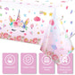 3 Pieces Unicorn Tablecloth Unicorn Table Covers Unicorn Themed Table Cloth Disposable Plastic Magical Unicorn Tablecloth for Bi