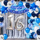 16Th Birthday Party Decoration For Boys, Happy Birthday Banner Blue Number 16 Birthday Balloons 16Th Birthday Latex Confetti Bal