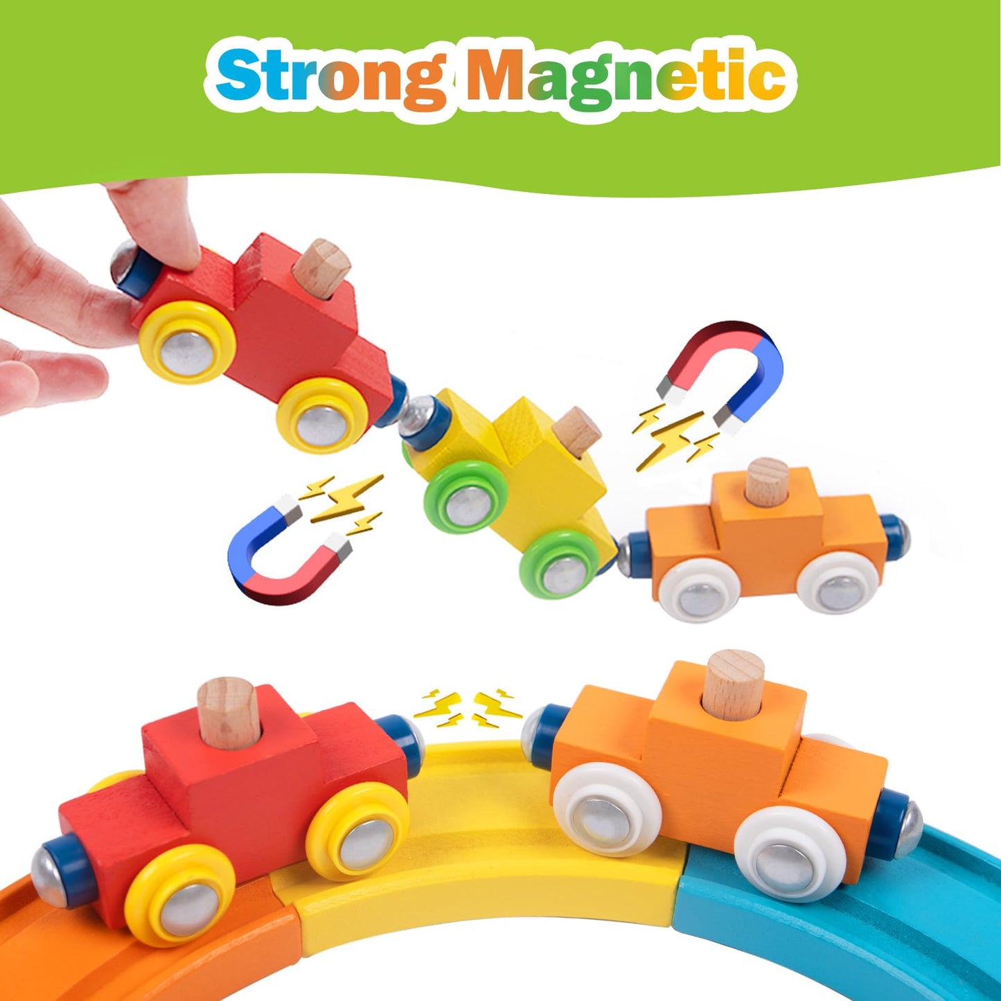 Train Set For Toddlers 18 Months+ Animal Wooden Train Set Toys For Toddler, Montessori Toys For 2 Year Old, Magnetic Train Toys