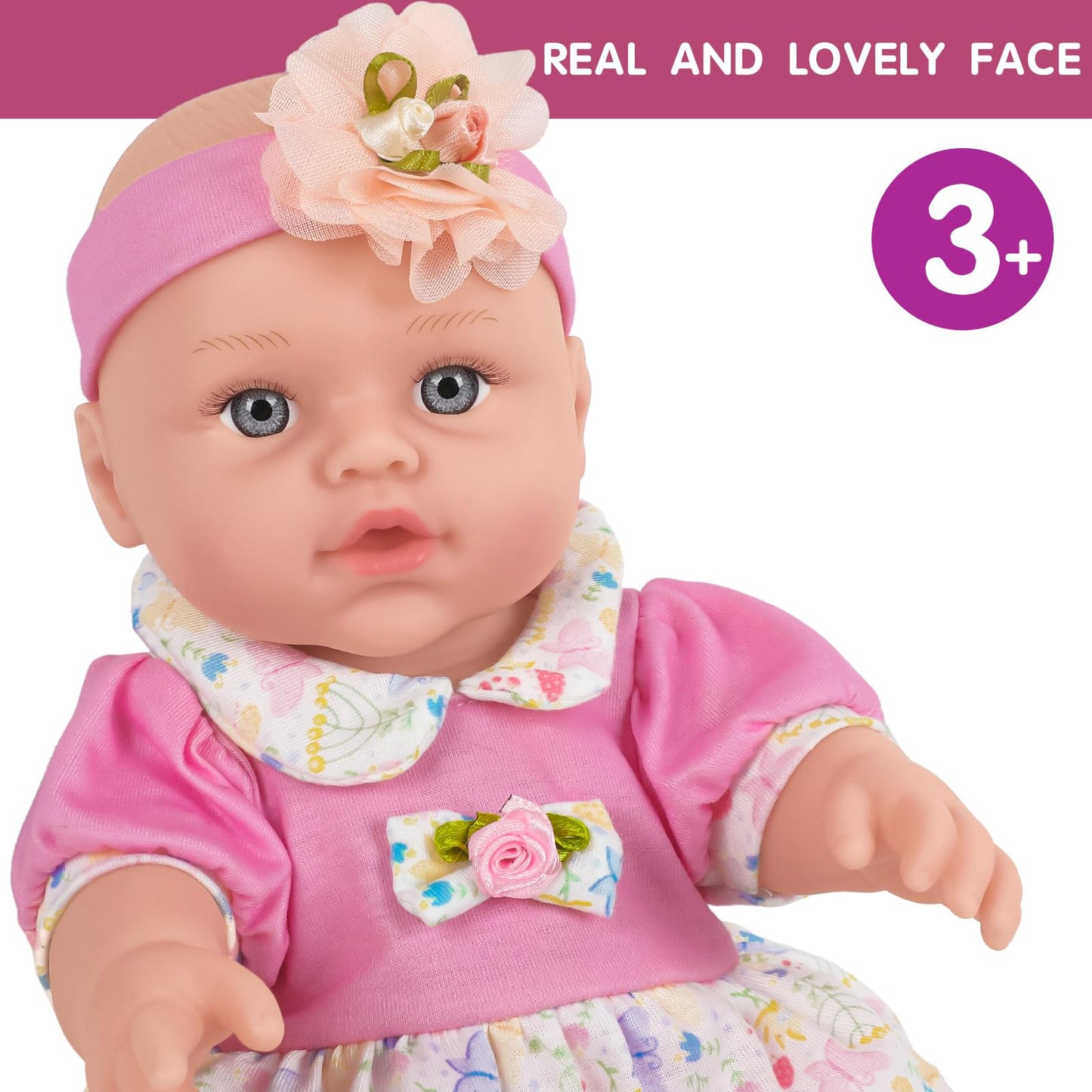 Zqdoll Baby Dolls, 12 Inch Realistic Baby Dolls With Accessories And Clothes Playset, Eyes Open Cute Face Baby Doll With Bottle,
