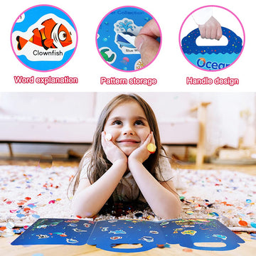 Reusable Sticker Books For Kids, 3 Sets Travel Removable Toddler Sticker Books For 2 3 4 5 Year Old Girls Boys Birthday Gifts Educational Learning Toys For Age 2-4 - Ocean & Zoo Animal, Farm