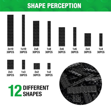Mannidoo 360 Pieces Flat Building Plates, 12 Sizes Multipacks Plates Compatible With All Major Brands Pieces, Small Flat Platfor