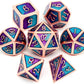 Haxtec Metal DND Dice Set D&D Gifts 7PCS Copper Blue Teal Purple Polyhedral RPG Dice D20 D12 D10 D8 D6 D4 for Dungeons and Drago