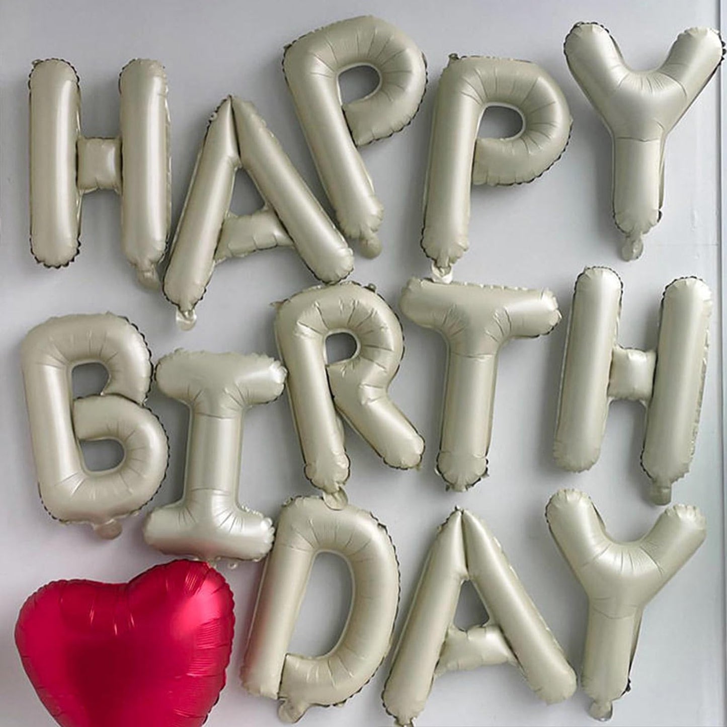 16 Inch Happy Birthday Balloon, White Sand Happy Birthday Balloons Banner Aluminum Foil Letters Balloons For Birthday Party Deco