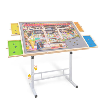 Puzzle Table With Drawers And Legs Height Tilting Adjustable For 1500 Pieces, Portable Jigsaw Puzzle Tables For Adults And Elder