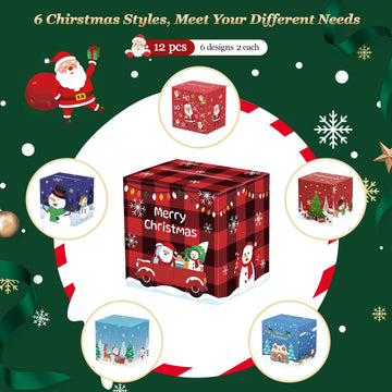 Moko Christmas Money Box For Cash Gift Pull, 6 Pack Surprise Money Gift Box For Kids Adults With 160 Pcs Transparent Bags, A Fun Way To Give Cash To Girls And Boys, Christmas Decor Ideas, Red And Blue