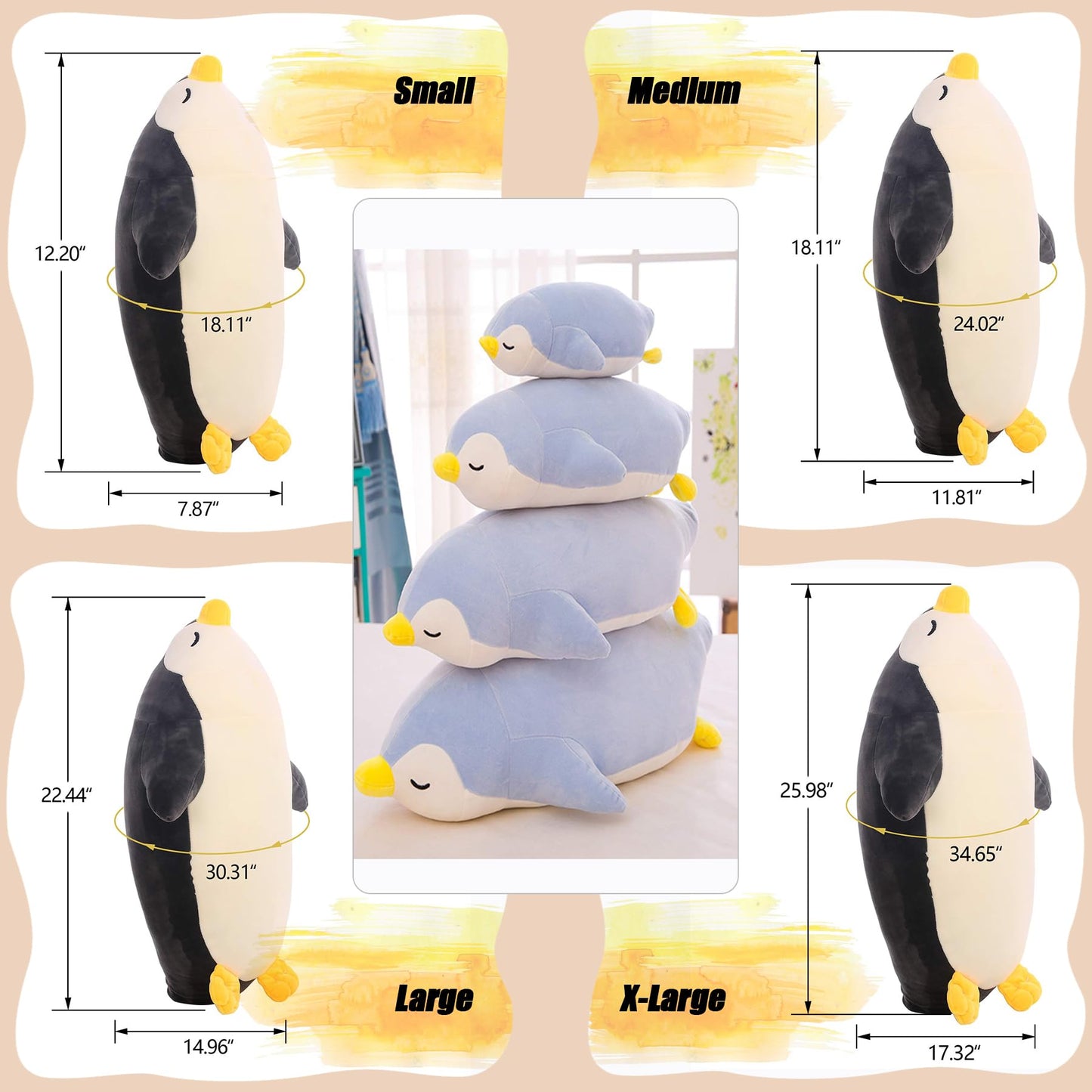 Dentrun Penguin Stuffed Animals Bulk, Cute Penguin Plush Doll Play Toys For Kids Girls Boys Adults Birthday Xmas Halloween Prese