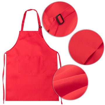 Yaomiao 4 Pieces Kids Apron With Pocket Children Adjustable Chef Apron For Cooking Baking Painting (Green, Orange, Red, Blue,S For 2-6 Age)