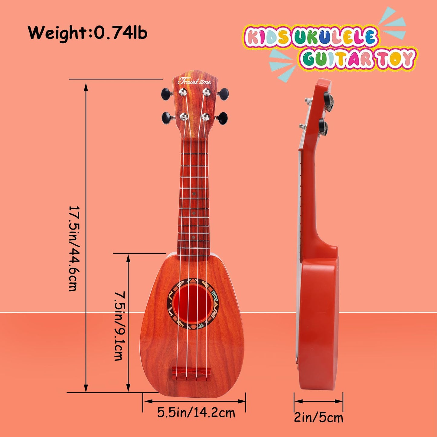 Yoloplus+ 17 Inch Kids Ukulele Guitar Toy 4 Strings Mini Children Musical Instruments Educational Learning Toy For Toddler Begin