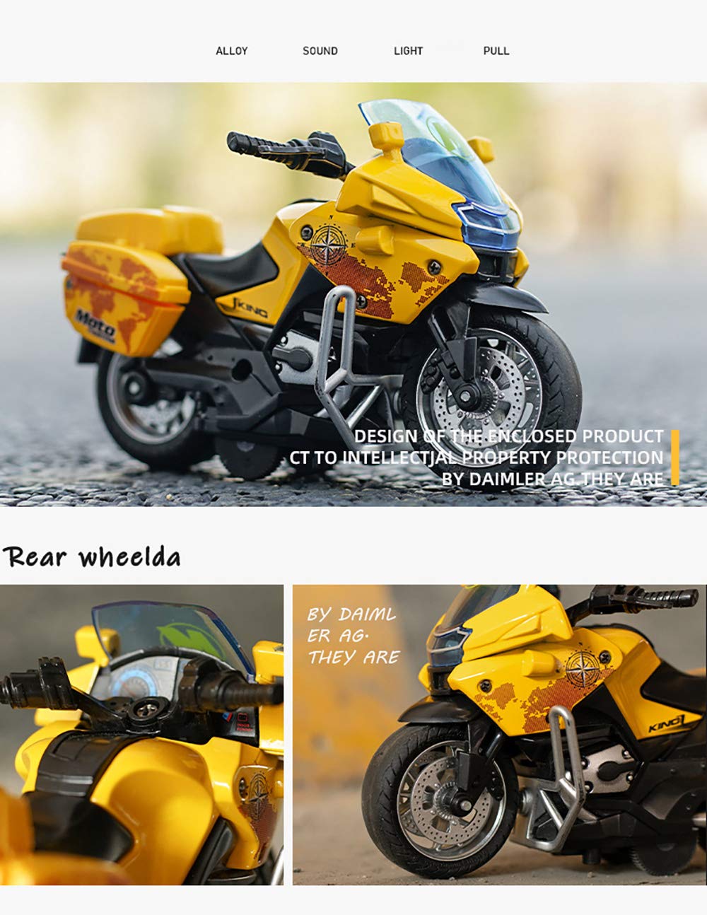 Die Cast Toy Motorcycle Model - Pull Back Vehicles With Sounds And Lights, Motorcycle Toys For Kids 3-9, For Youngsters Who Are
