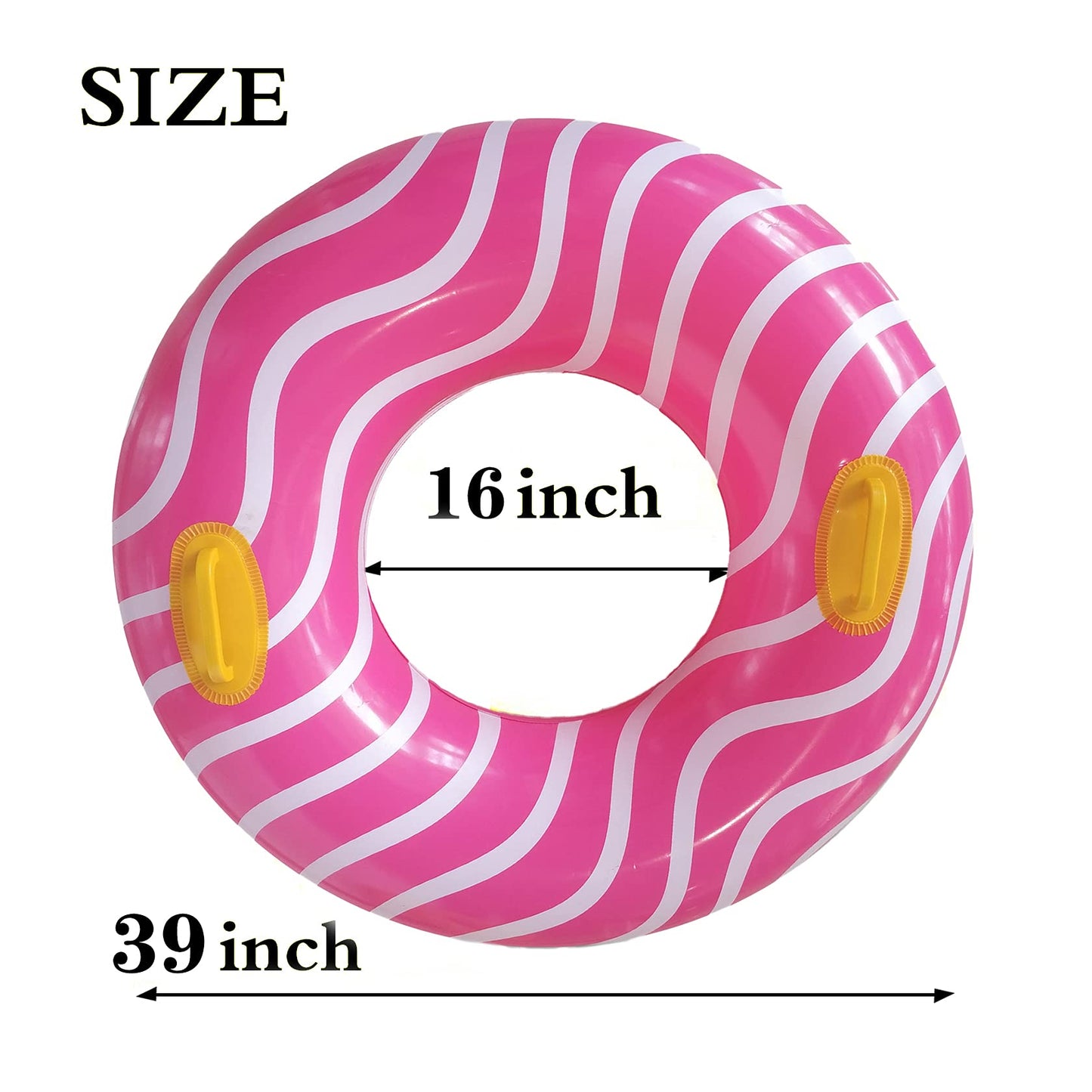 Inflatable Pool Floats For Adults And Teens, Pool Tubes With Handles, 39    Inner Tubes For Floating, Pink Round Pool Float, Flo