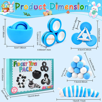 Fidget Toys Adults Pack, Sensory Toys Set for Kids, Fidget Spinner Slug, Figette Cool Gadget for 8-12 Boys Teens ADHD Autism Str