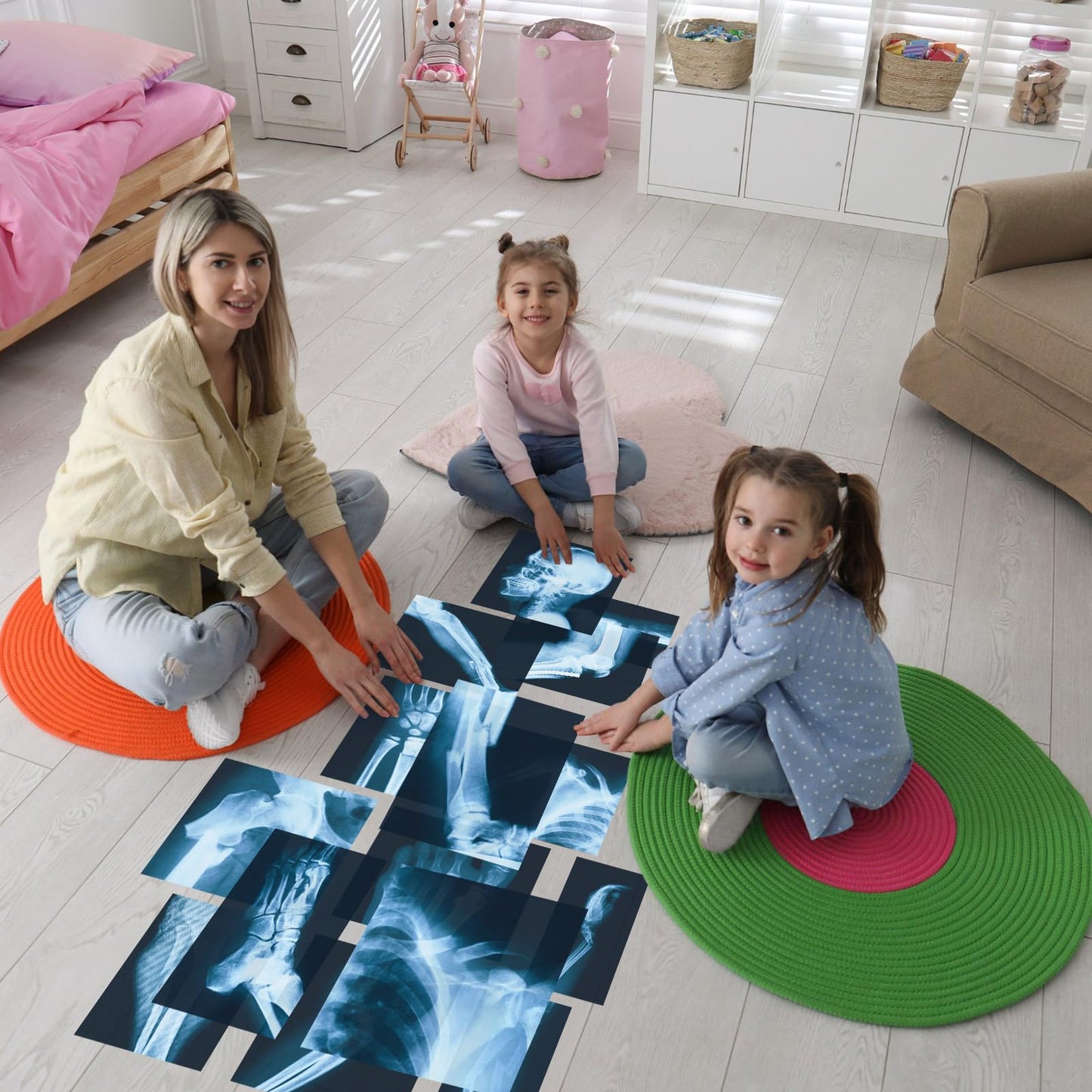 Sayglossy 15 Pcs Broken Bones x Ray Set Human x Rays Black and Blue Skeleton Pretend Xrays for Kids