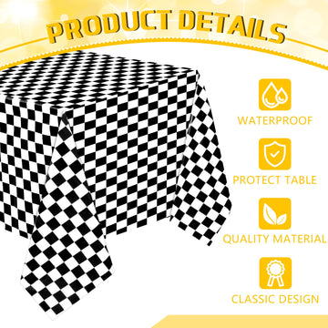 3 Sheets Black and White Checkered Tablecloths Racing Car Plastic Tablecloths Car Theme Disposable Party Tablecloths Racetrack R