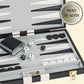 Sun Flair Backgammon Set - 17.5 Inch Backgammon Sets For Adults, Classic Travel Backgammon Board Game With Premium Leather Case, Best Strategy And Tip Guide Enclosed (Black, Large)