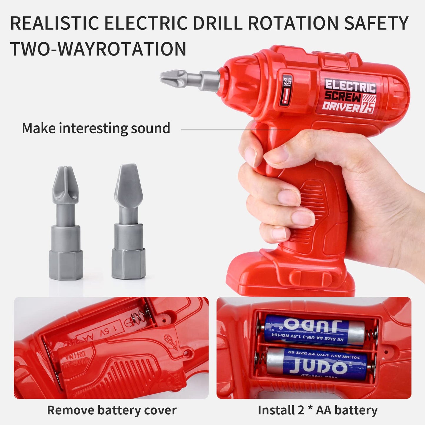 Deejoy Kids Tool Bench with Realistic Tools and Electric Drill, 79 Pcs Transformable Kids Tool Set with Clothes, Toddler Tool Be