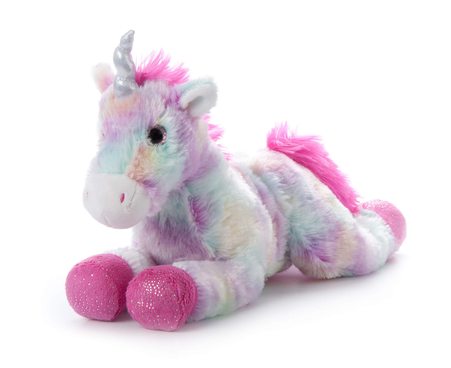 The Petting Zoo Unicorn Stuffed Animal Plush Toy - 14" Tie Dye Rainbow with Silver Horn
