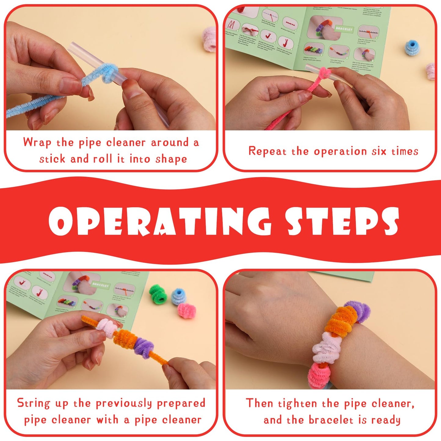 Giwrmu 100 Pieces Pipe Cleaners Chenille Stem, Red Pipe Cleaners Craft, Fuzzy Sticks Craft Supplies, Colored Pipe Cleaner for Cr