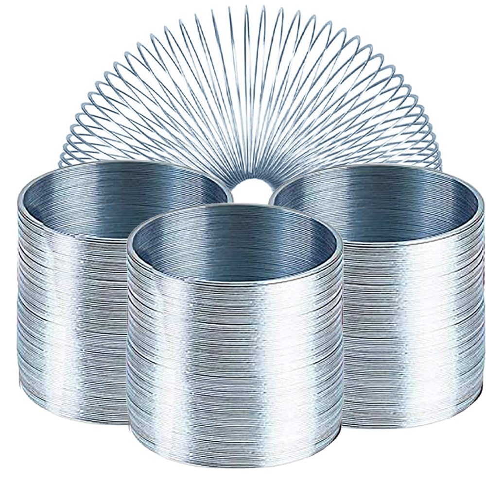 Silver Metal Coil Spring, Goody Bag Fillers, Party Favor For Kids, Variety Of 2.4'' (60Mm) Individually Boxed (50-Pack)