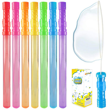 Bubble Wand, 28 Pack 14’’ Big Bubble Wands Bulk(7 Colors), Non-Toxic Smelless Bubble Toy For Kid Child Birthday Party Favor Wedding Summer Outdoor Pool Activity Bathroom Bath Toys