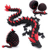 SUMLAND 3D Printed Eggs with Dragon Inside, Articulated Animals Fidget Toy Cool Crystal 3D Print Dragon Toys Black Red
