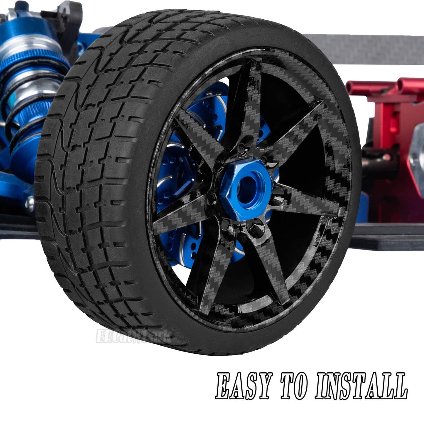 BRCatWPark RC Highway Tires Wheel for 1/7 Infraction 6S BLX/Limitless,1/8 Typhon 6s BLX,7 Spokes Wheel Rim & Rubber Highway Tire