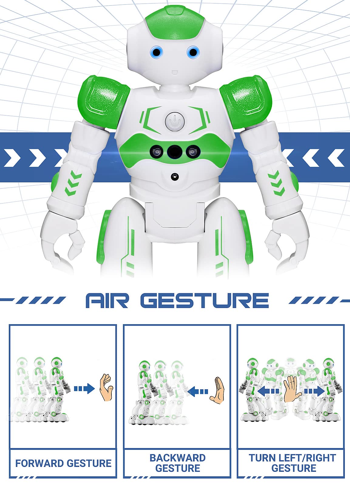 KingsDragon RC Robot Toy - Gesture & Sensing Remote Control - 10.4 Inch - Green - Ideal for Kids Age 4-8 - Perfect Birthday Gift