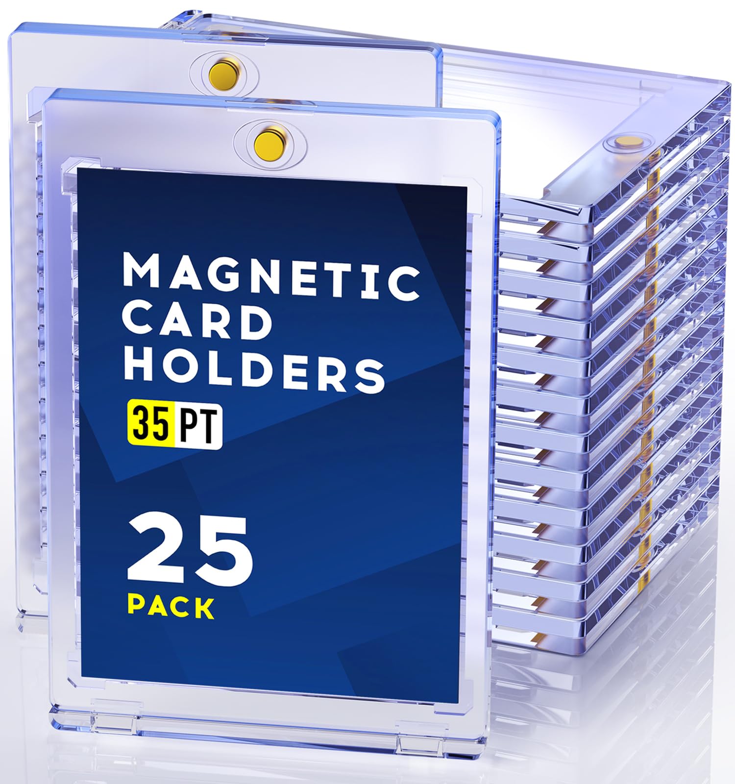 25ct Magnetic Card Holder  35pt One Touch Card Holder  U-V Protectors Hard Plastic for Trading Cards  Magnet Case  Sports  Game  Football  Baseball Cards Holder